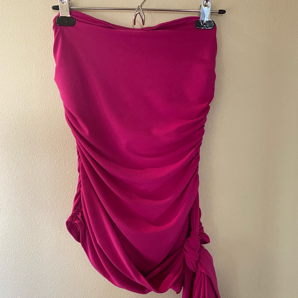 *NEW Strapless pink shirt with tie belt